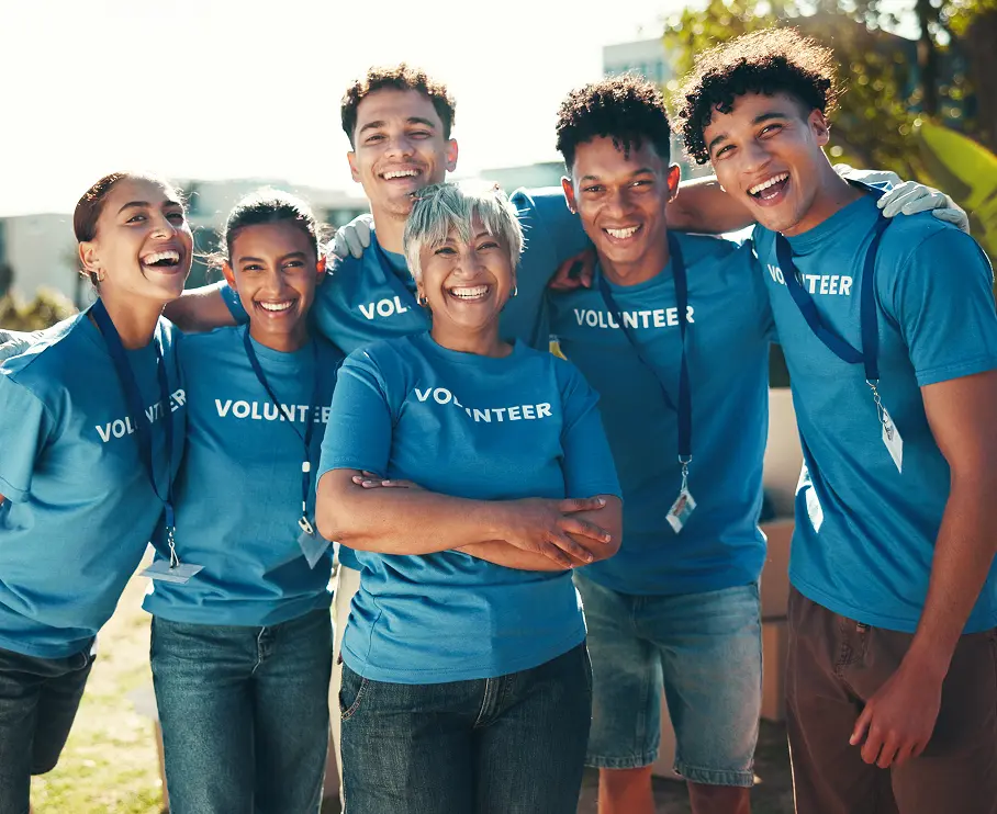 group of volunteers smiling